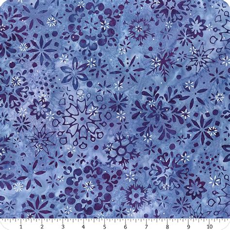 mixedcolored batik fabric with small metallic snowflake|Artisan Batiks .